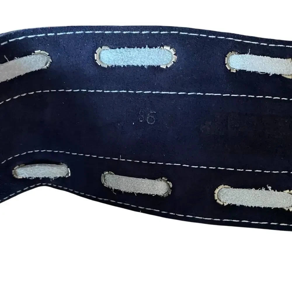 Leatherock Nautical Leather Boat Anchor Belt size large Wide Red White Blue